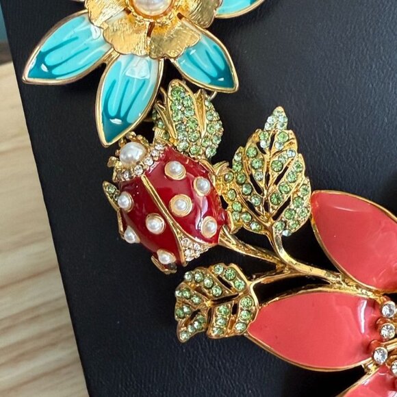 Joan Rivers Classics Collection Garden Party Gold-Tone Enamel Necklace W/ Floral - Picture 4 of 10